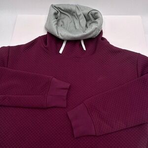 Under Armour Womens Burgundy Diamond Quilted Medium Sweatshirt Cowl  Drawstrings